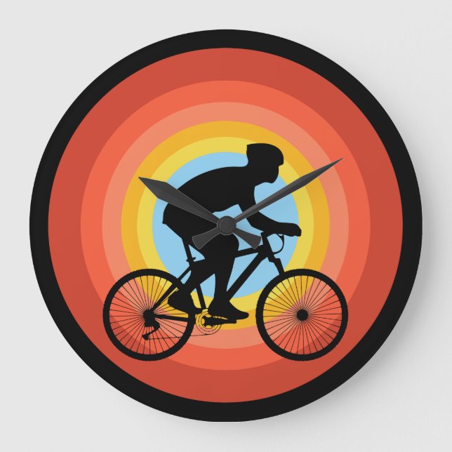 CYCLING SUNSET VINTAGE  LARGE CLOCK (Front)