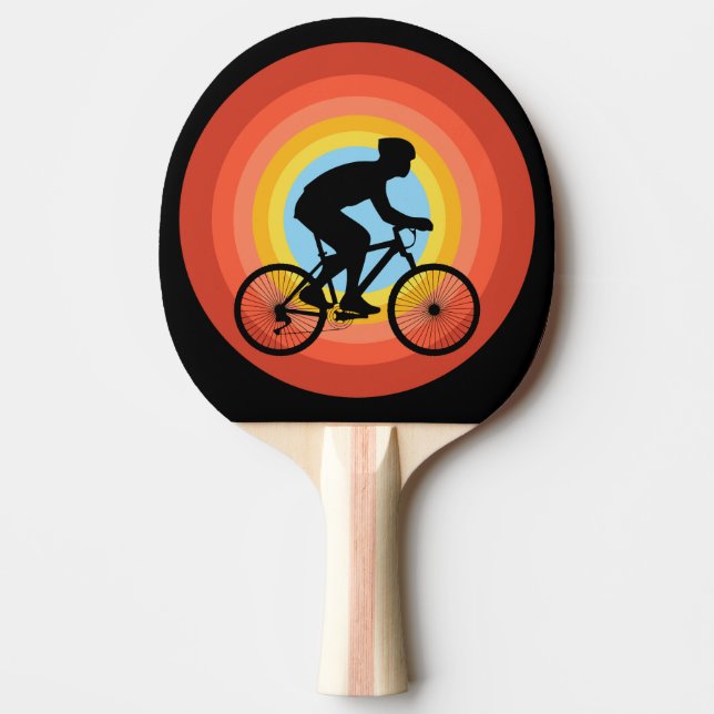 CYCLING SUNSET VINTAGE PING PONG PADDLE (Front)