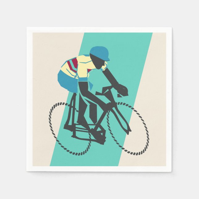 Cycling (Turquoise) Paper Napkins (Front)