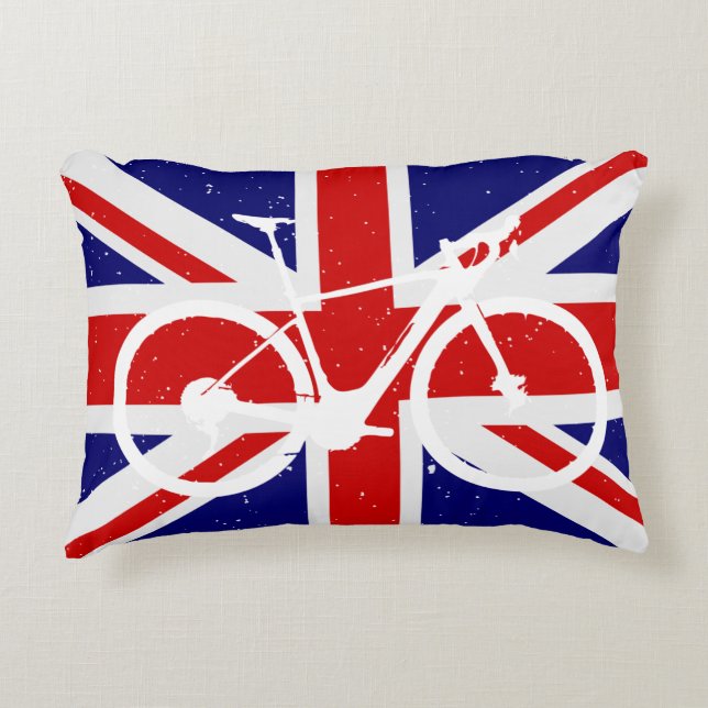 Cycling Union Jack Accent Pillow (Front)