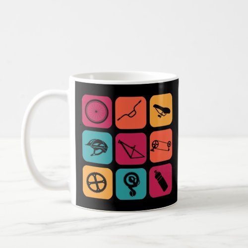 Cycling vintage bicycle parts cyclist  coffee mug