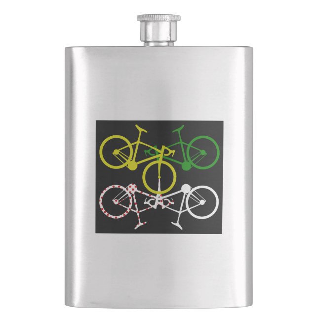Cycling Yellow Green White Polka-Dot Jerseys Flask (Front)