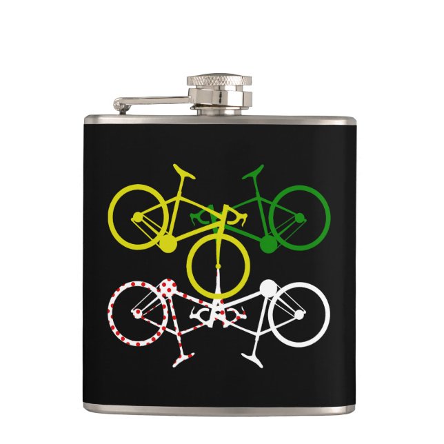 Cycling Yellow Green White Polka-Dot Jerseys Flask (Front)