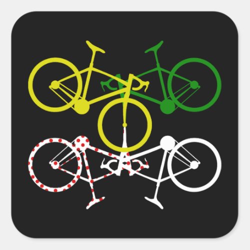 Cycling Yellow Green White Polka_Dot Jerseys Square Sticker