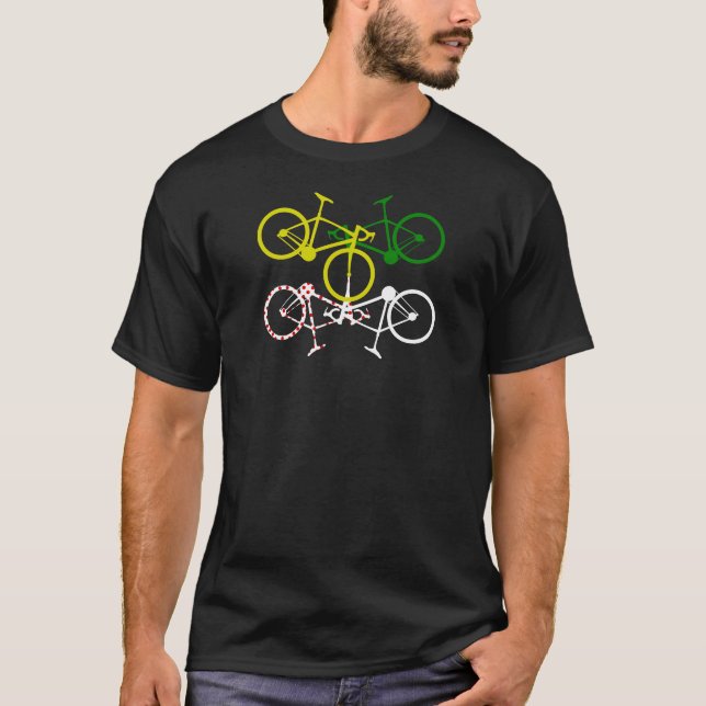 Cycling Yellow Green White Polka-Dot Jerseys T-Shirt (Front)