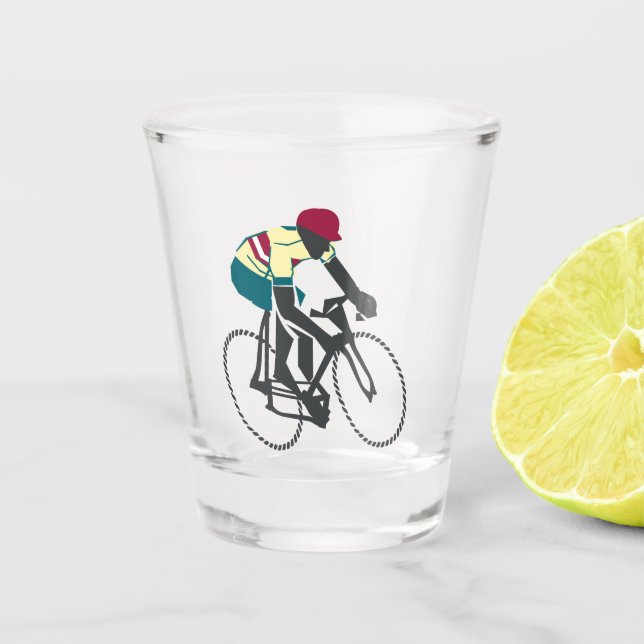 Cyclist #1 shot glass (Front)