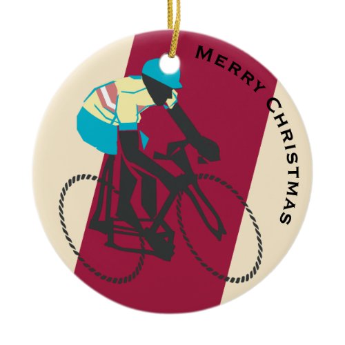 Cyclist #2 ceramic ornament