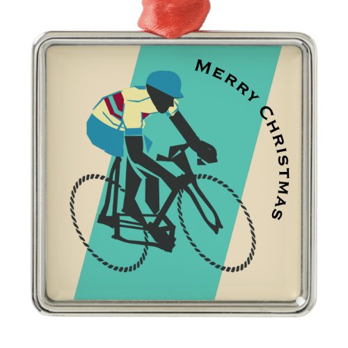 Cyclist #3 metal ornament