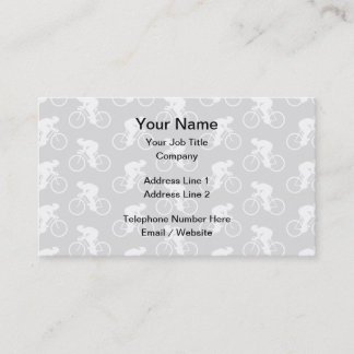 Cyclist and Bicycle Pattern in Gray. Business Card