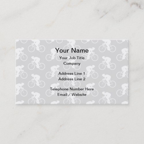 Cyclist and Bicycle Pattern in Gray Business Card