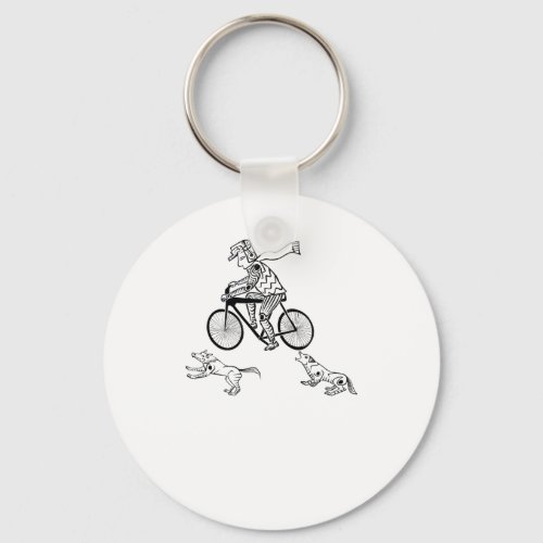 Cyclist And Dogs  Keychain