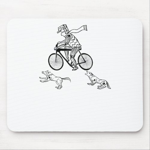 Cyclist And Dogs  Mouse Pad