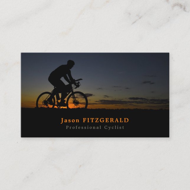 Cyclist at Night, Cycling, Bicyclist Business Card (Front)