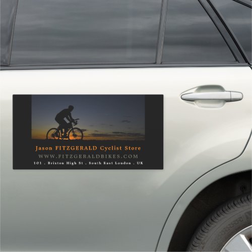 Cyclist at Night Cycling Bicyclist Store Car Magnet
