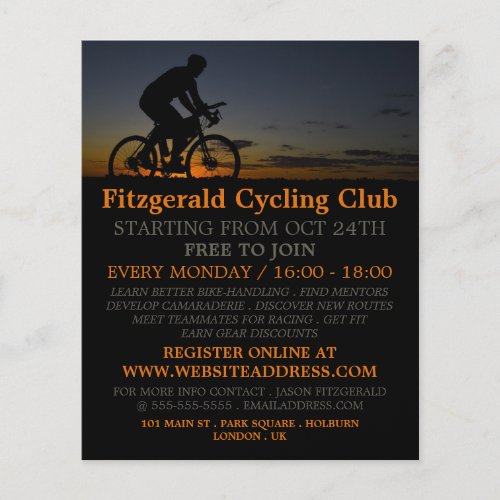 Cyclist at Night Cycling Club Advertising Flyer