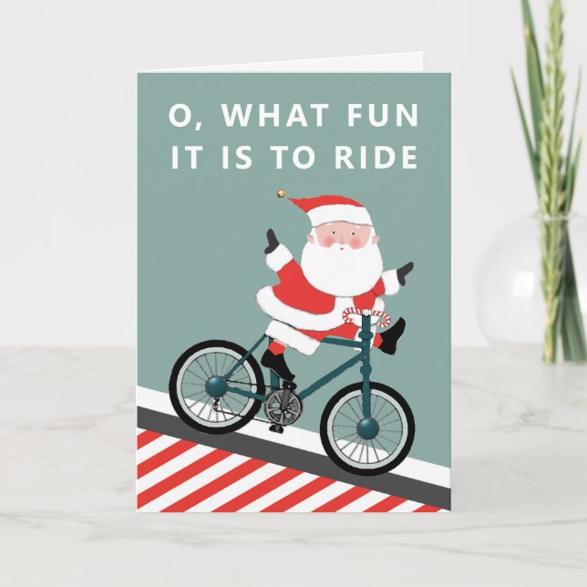 Cyclist Biking Christmas Holiday Card (Front)