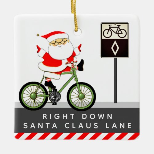 Cyclist Biking Holiday Gift Ceramic Ornament