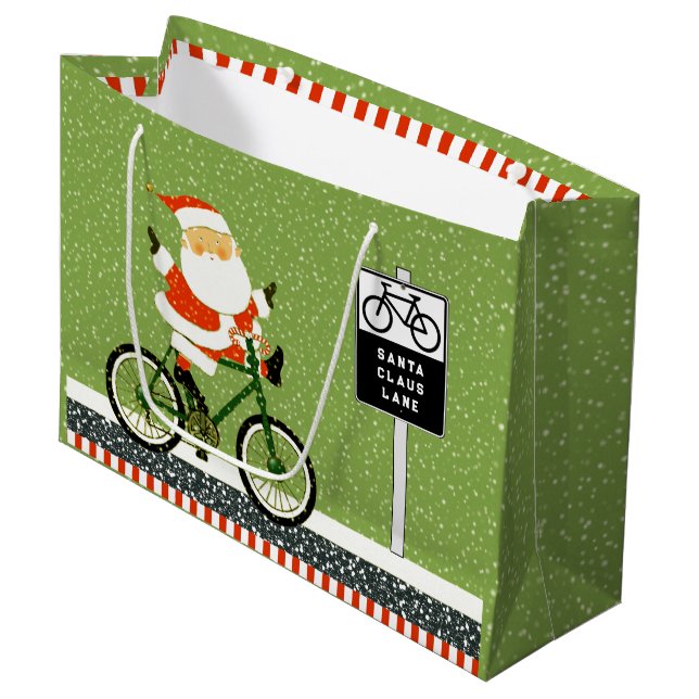 Cyclist Biking Holiday Large Gift Bag (Front Angled)