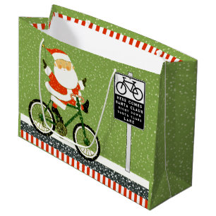 Cyclist Biking Holiday Large Gift Bag