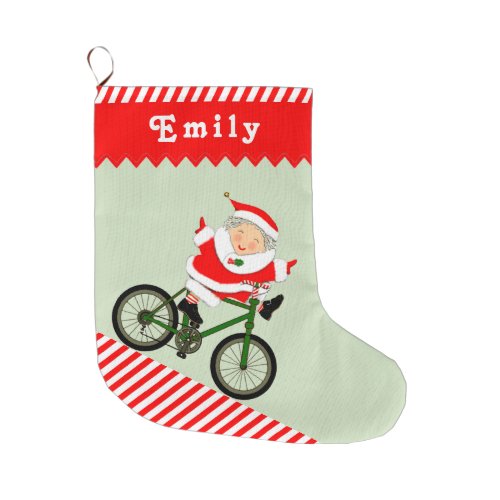 Cyclist Biking large Christmas stocking