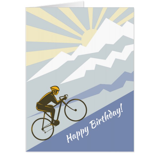 Cyclist Biking up Mountain Road Bike BIG Birthday Card (Front)