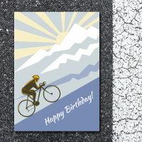 Cyclist Biking up Mountain Road Bike Birthday