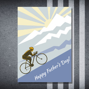 Cyclist Biking up Mountain Road Bike Father's Day Card