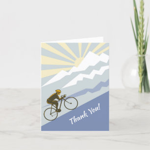 Cyclist Biking up Mountain Road Bike Thank You Card