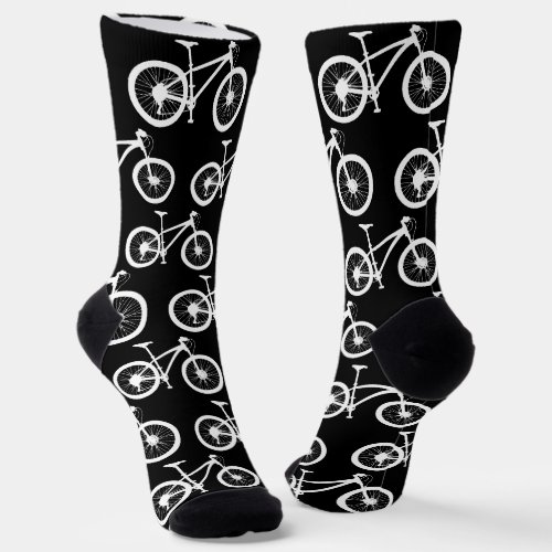 Cyclist Black and White Bikes Patterned Socks