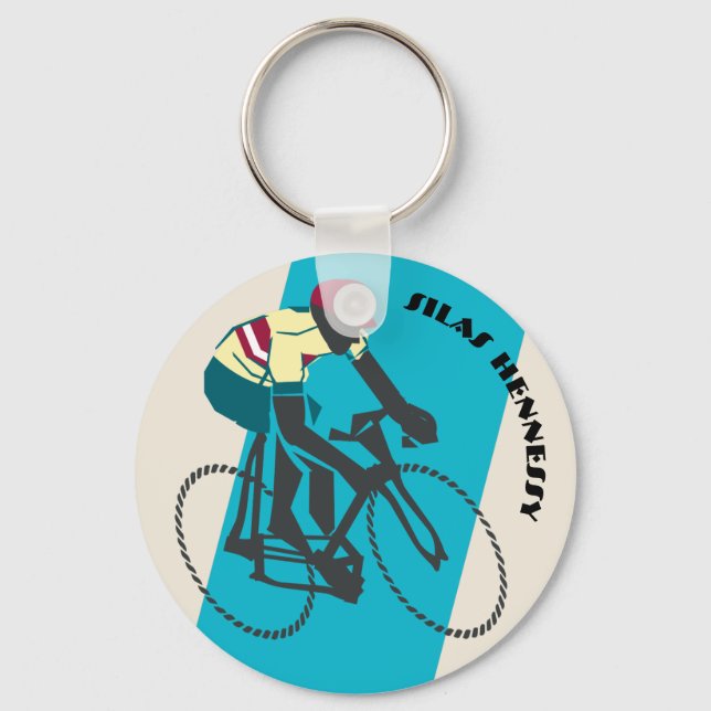 Cyclist (Blue) Keychain (Front)