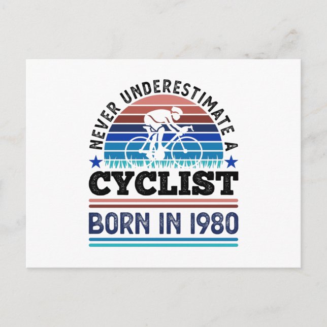 Cyclist born in 1980 40th Birthday Gifts Cycling Postcard (Front)