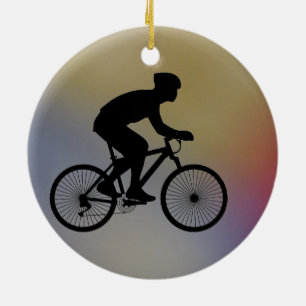 Cyclist Ceramic Ornament