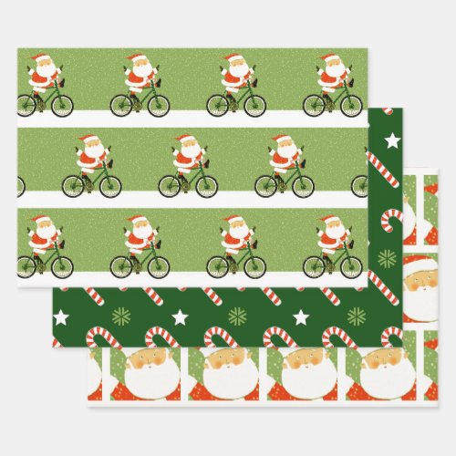 Cyclist Christmas Biking Holiday Gift Wrapping Paper Sheets