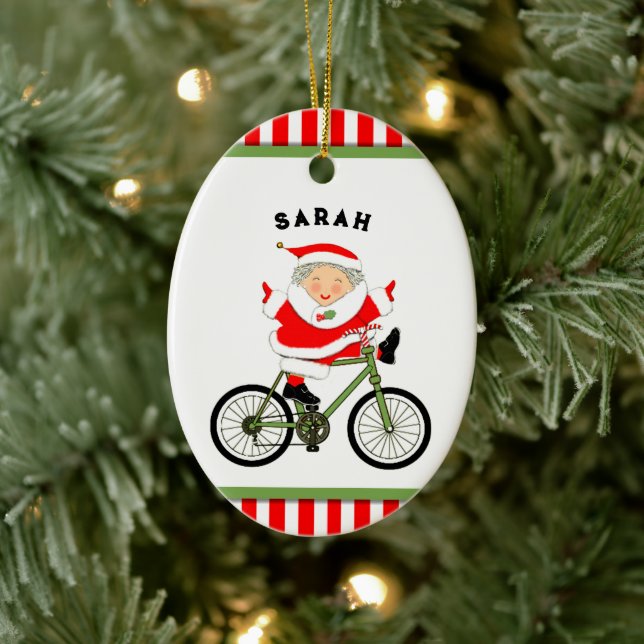 Cyclist Christmas Collectible Ceramic Ornament (Tree)