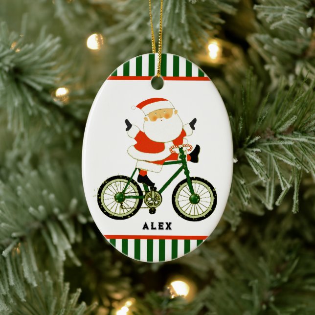Cyclist Christmas Collectible Ceramic Ornament (Tree)