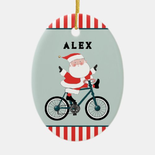 Cyclist Christmas Collectible Ceramic Ornament