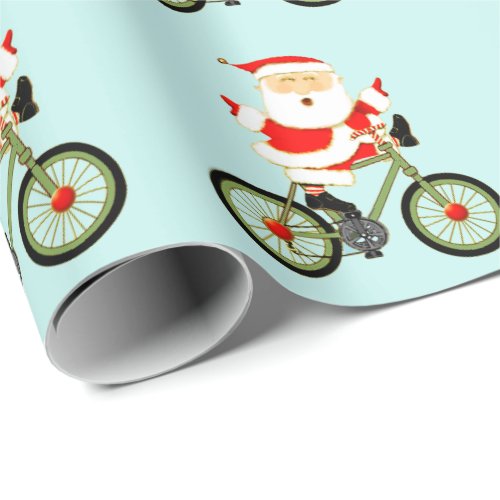 Cyclist Christmas Holiday Gift Wrapping Paper