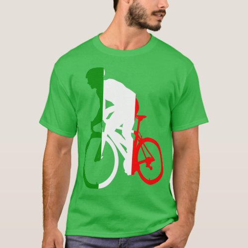 Cyclist Climbing Italian Flag  T_Shirt