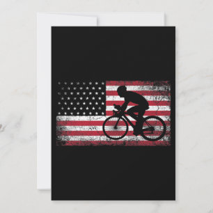 Cyclist Cycling Bicycle American Flag 4th of July Invitation
