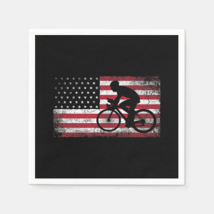 Cyclist Cycling Bicycle American Flag 4th of July Napkins