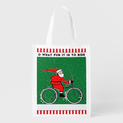 Cyclist Cycling Holiday Gift Reusable Grocery Bag