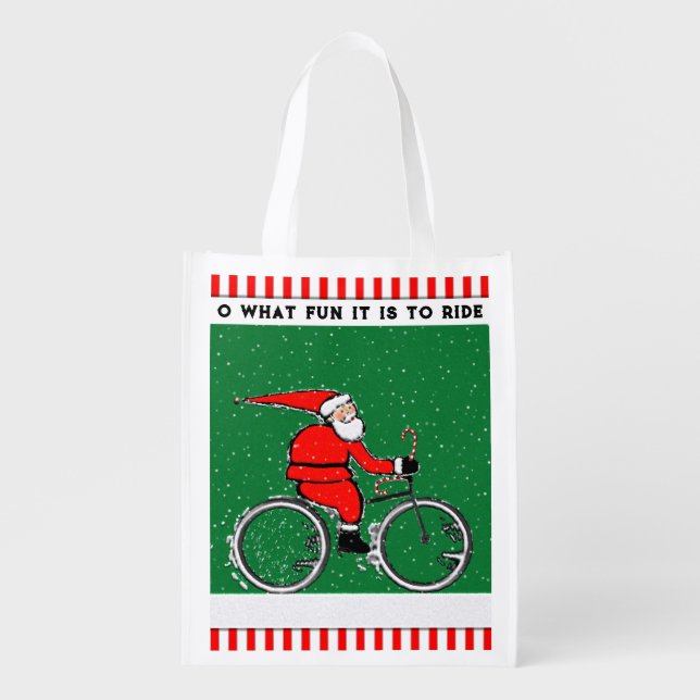 Cyclist Cycling Holiday Gift Reusable Grocery Bag (Front)