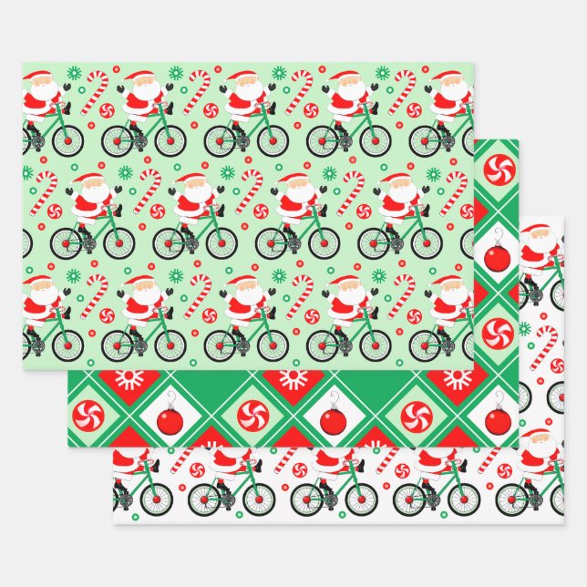 Cyclist Cycling Holiday Gift Wrapping Paper Sheets (Set)