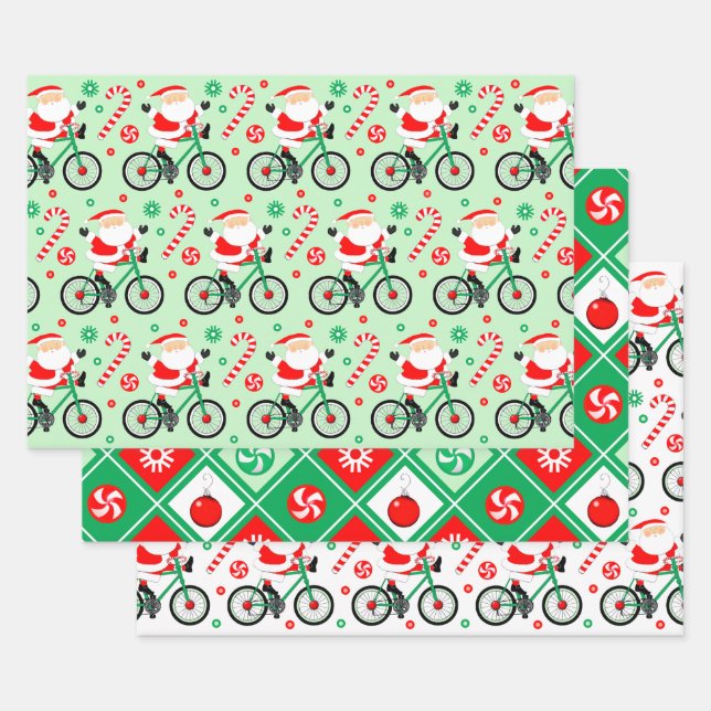 Cyclist Cycling Holiday Gift Wrapping Paper Sheets (Set)