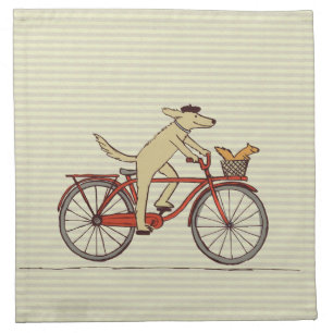 Cyclist Dog with Squirrel Friend - Fun Animal Art Napkin