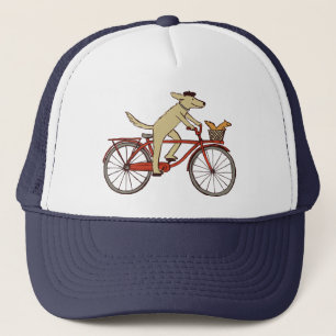 Cyclist Dog with Squirrel Friend - Fun Animal Art Trucker Hat
