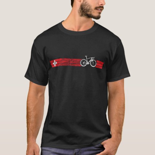 Cyclist Flag Switzerland Swiss CH Bike Racing T_Shirt