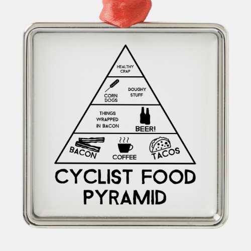 Cyclist Food Pyramid Metal Ornament