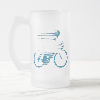 Cyclist Frosted Glass Beer Mug