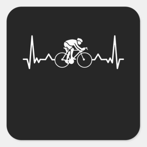 Cyclist Heartbeat Funny Cycling Gift Square Sticker